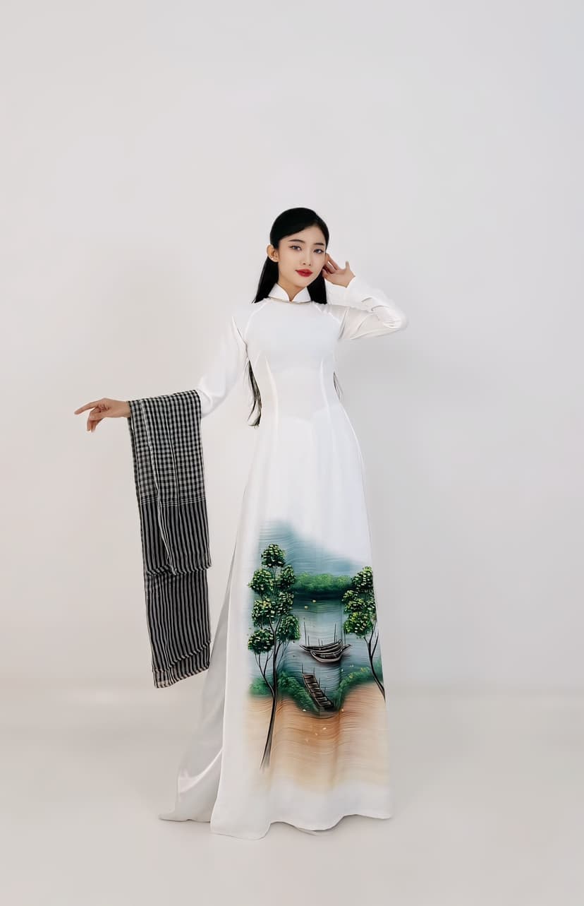 Áo Dài Lụa Tơ Tằm cao cấp mẫu 9